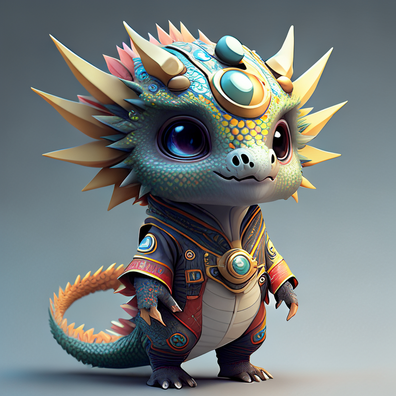 百度ai绘图黑科技#一个可爱的拟人龙的冒险时间,生物的灵感来自服部