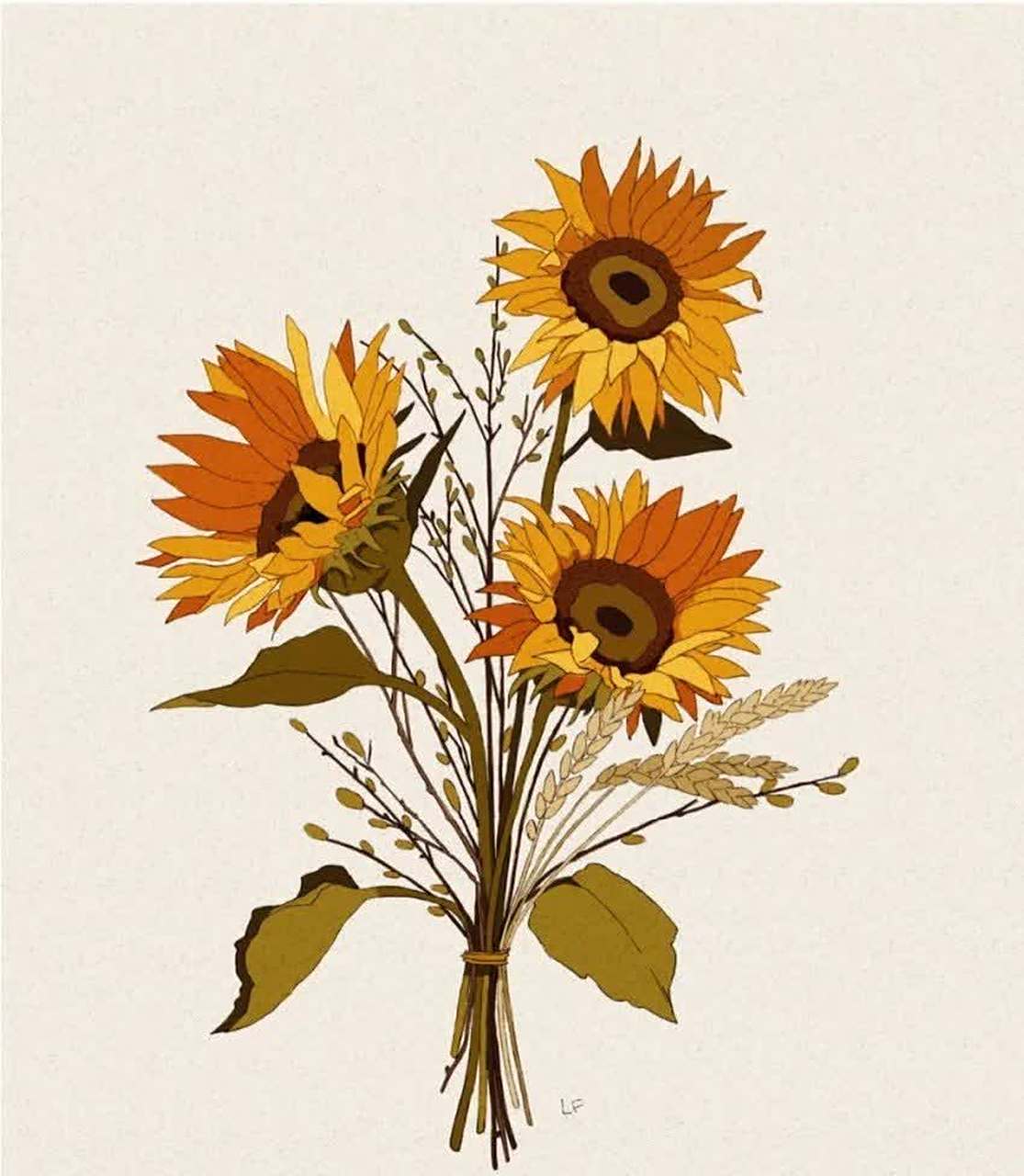 简单优雅,花束插画.