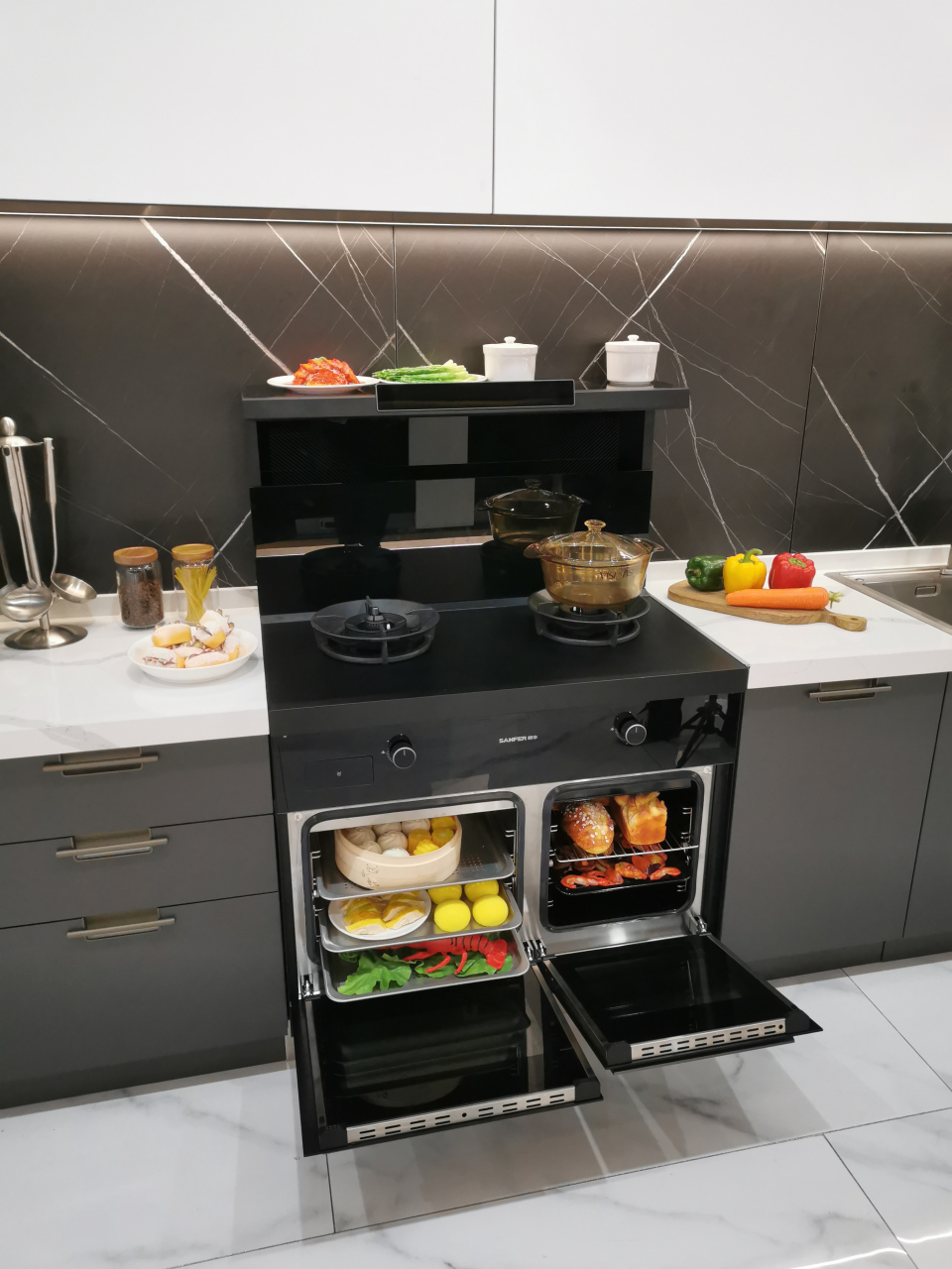 集成灶十大品牌帅丰【天机3】蒸烤同步集成灶的蒸烤箱部分设计也是