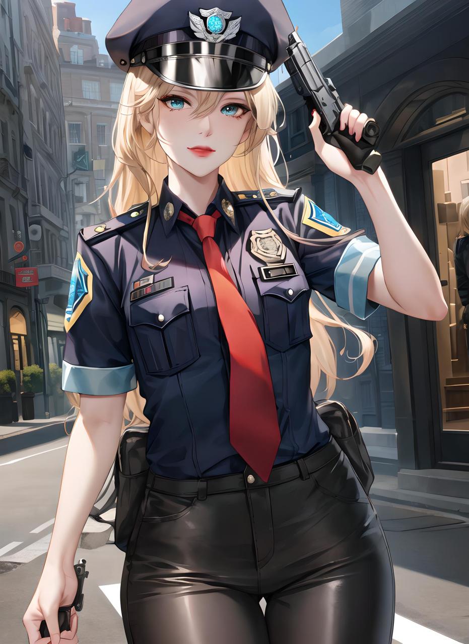 动漫壁纸--二次元女警姐姐 她是二次元中的正义代言,一位威风凛凛的