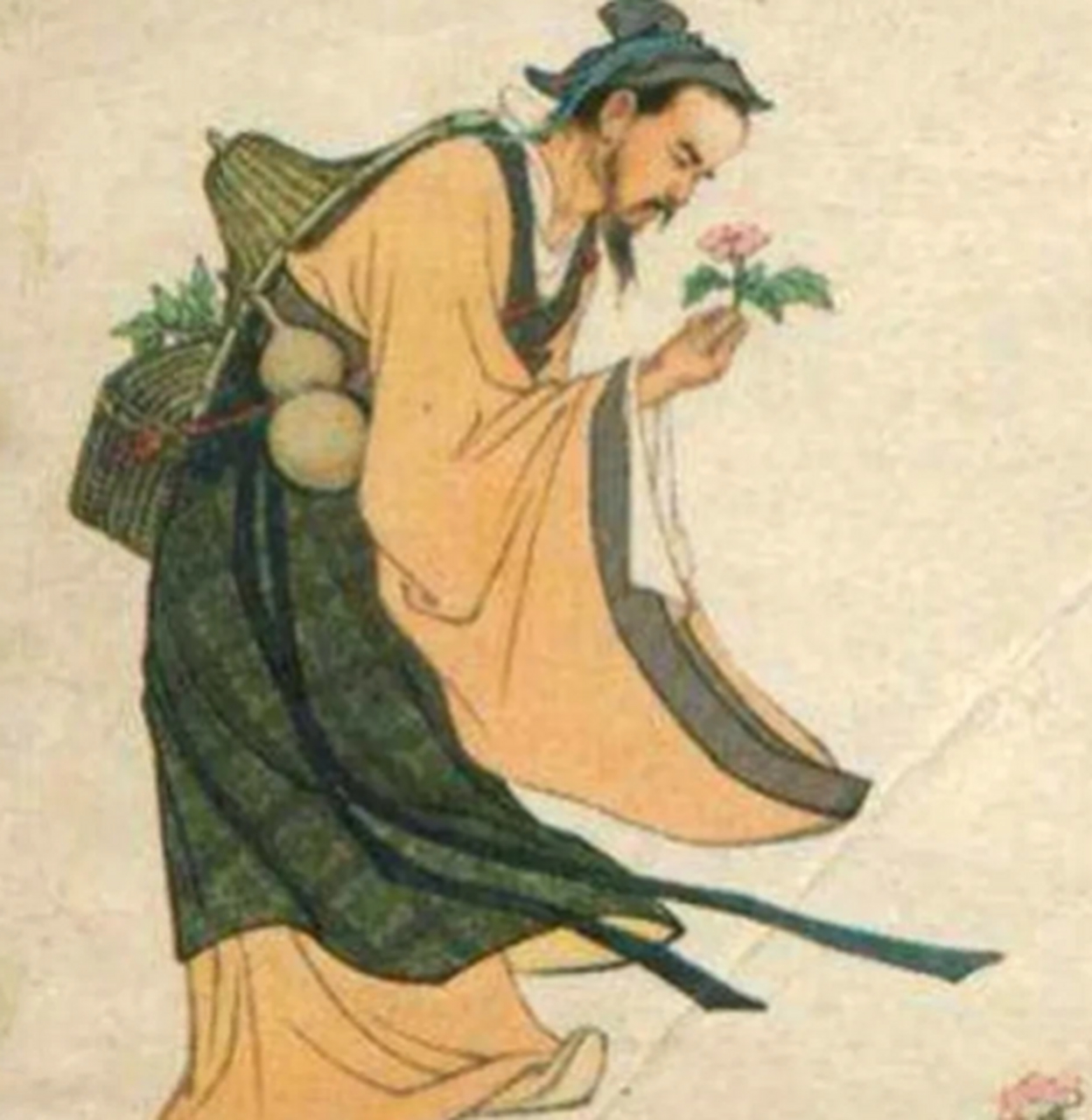 古代有个采药人,在陡峭的山崖处挖到一颗千年灵芝,听到树林中有野兽的