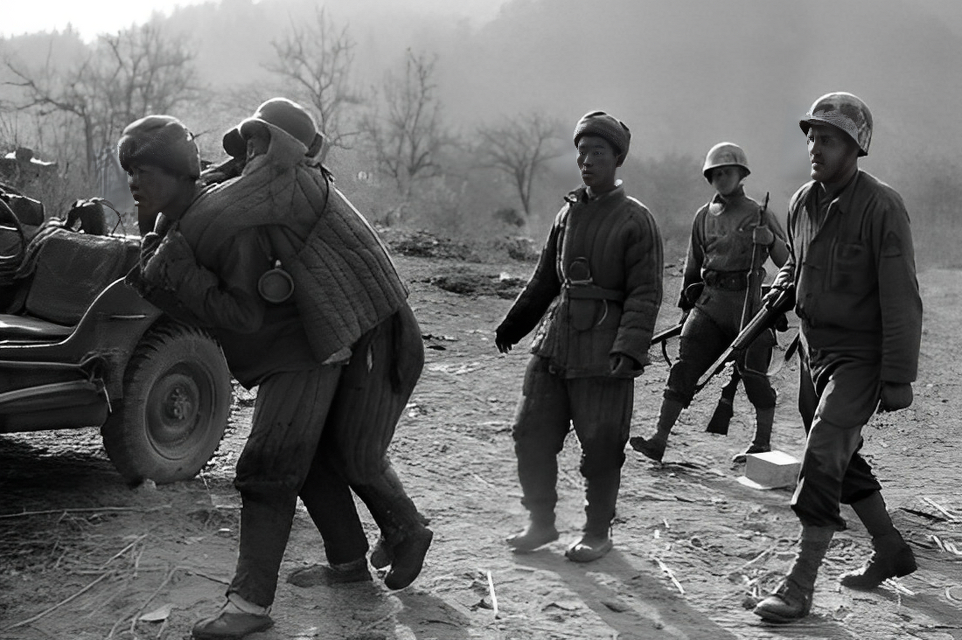 1950年,志愿军战士郭富源在战斗中胸部负伤被送往医院,但他用尽全身