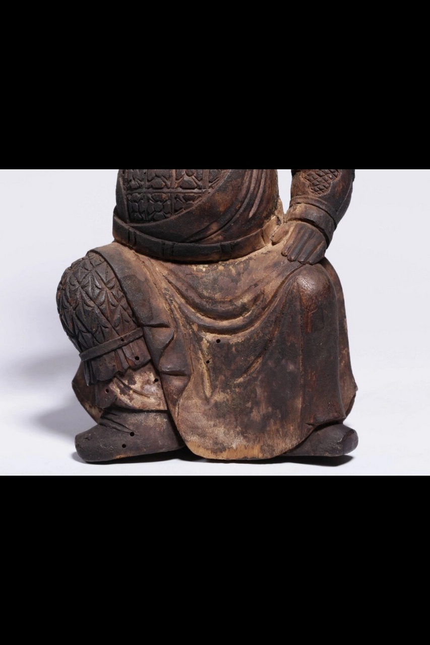 清代,木雕关公雕像  清代,木雕关公雕像(老裂,虫洞)