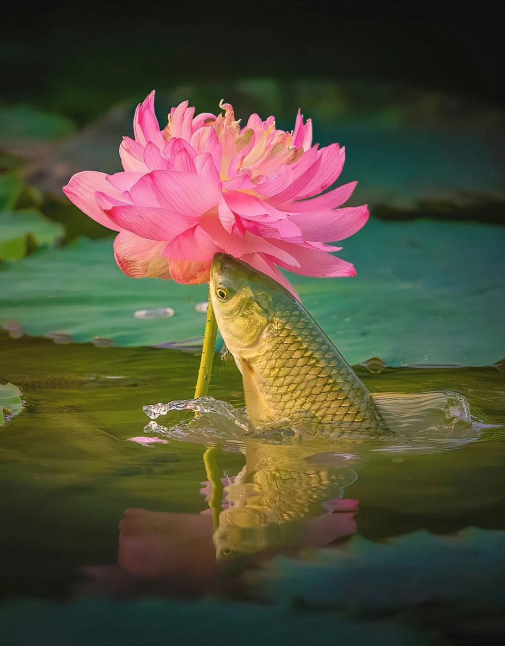看见莲花锦鲤不要忽视,许愿转运!
