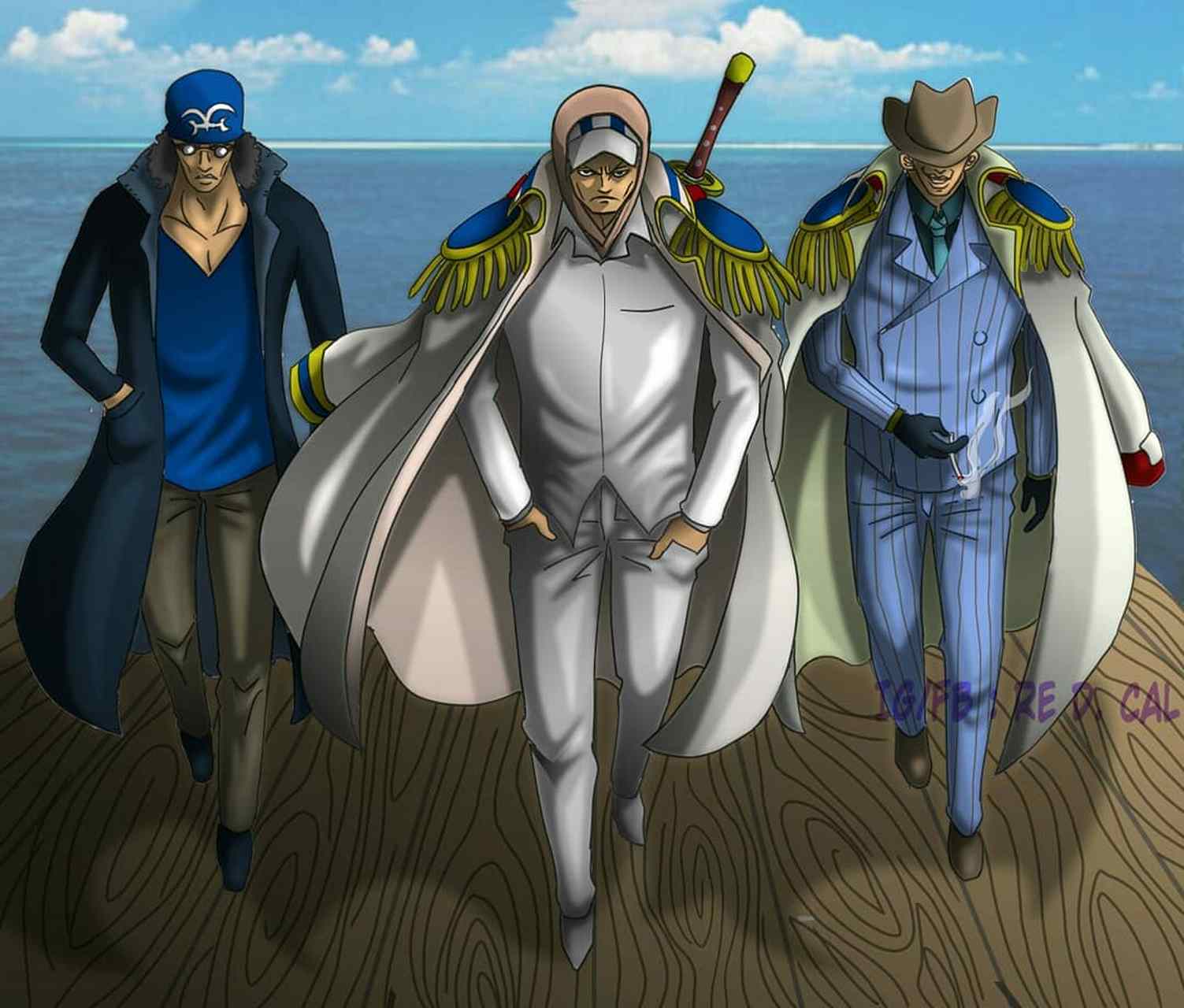 年轻时候的赤犬,青雉和黄猿#海贼王