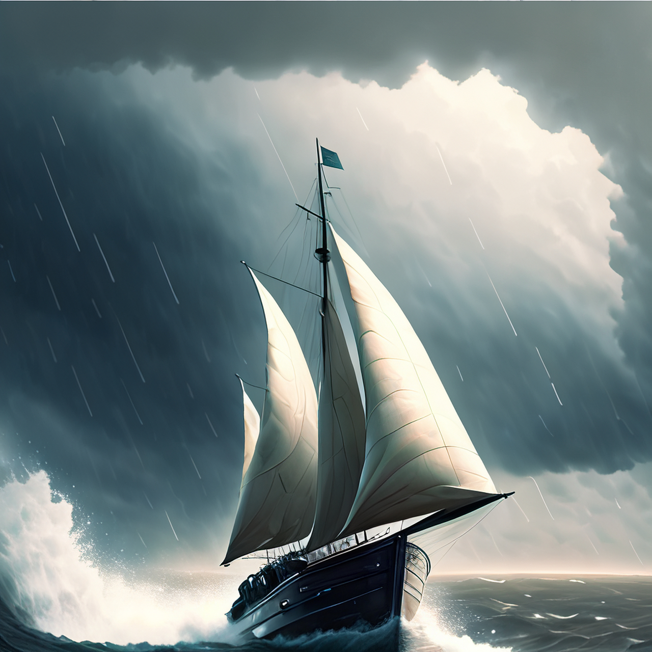 风头正帆影驶,雨脚转天容开.朦胧,绚丽,优美#百度ai绘图黑科技