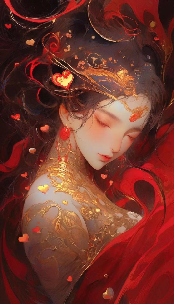 一组超级惊艳的红色系古风壁纸,"后来谁家喜宴重逢,佳人在侧,烛影摇红