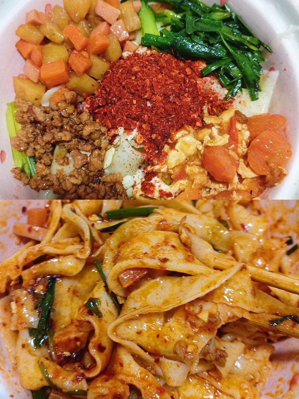 自制四合一油泼面,料多超满足,真的好香  教程很详细,有耐心一点做