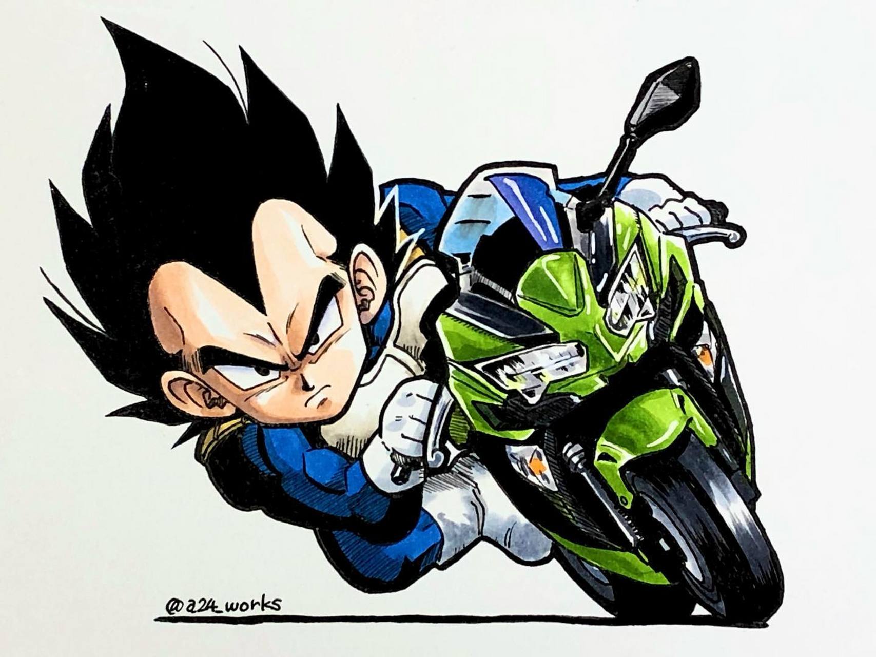 骑摩托车的贝吉塔· #龙珠# #动漫