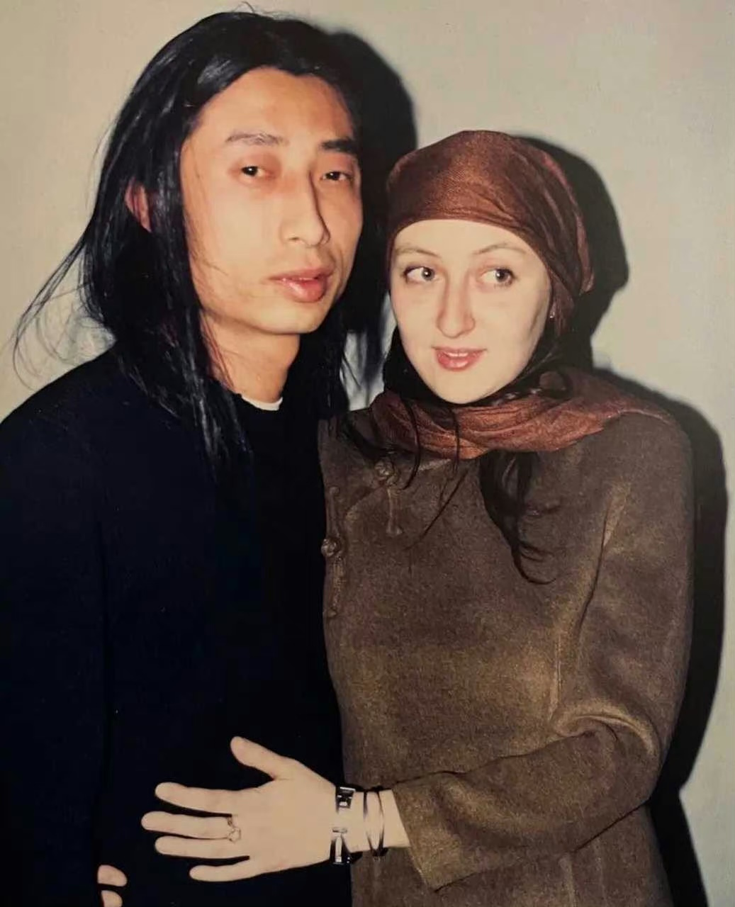 摇滚明星谢天笑与妻子付兰(意大利籍)合照,90年代