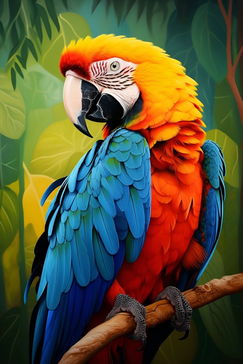绘画素材千集分享 五彩金钢鹦鹉