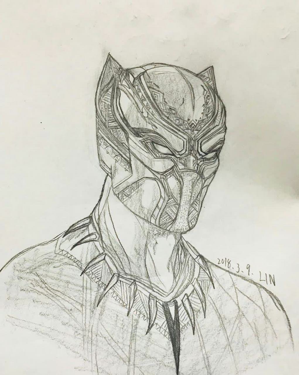 为了顺应潮流,分享黑豹的手绘作品. 感谢漫威粉丝"lin"的贡献