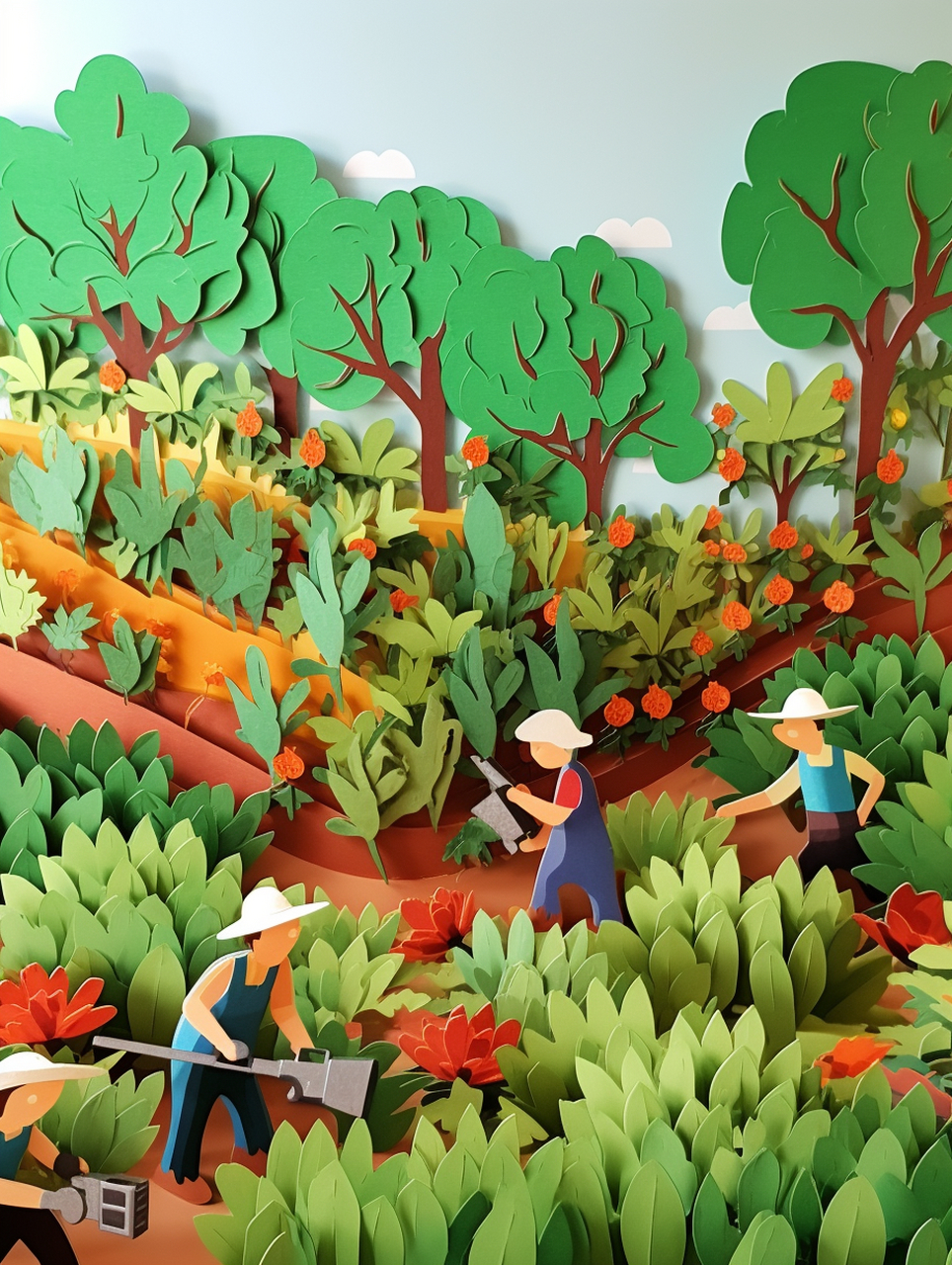 剪纸画农场!#ai绘画# #手工折纸