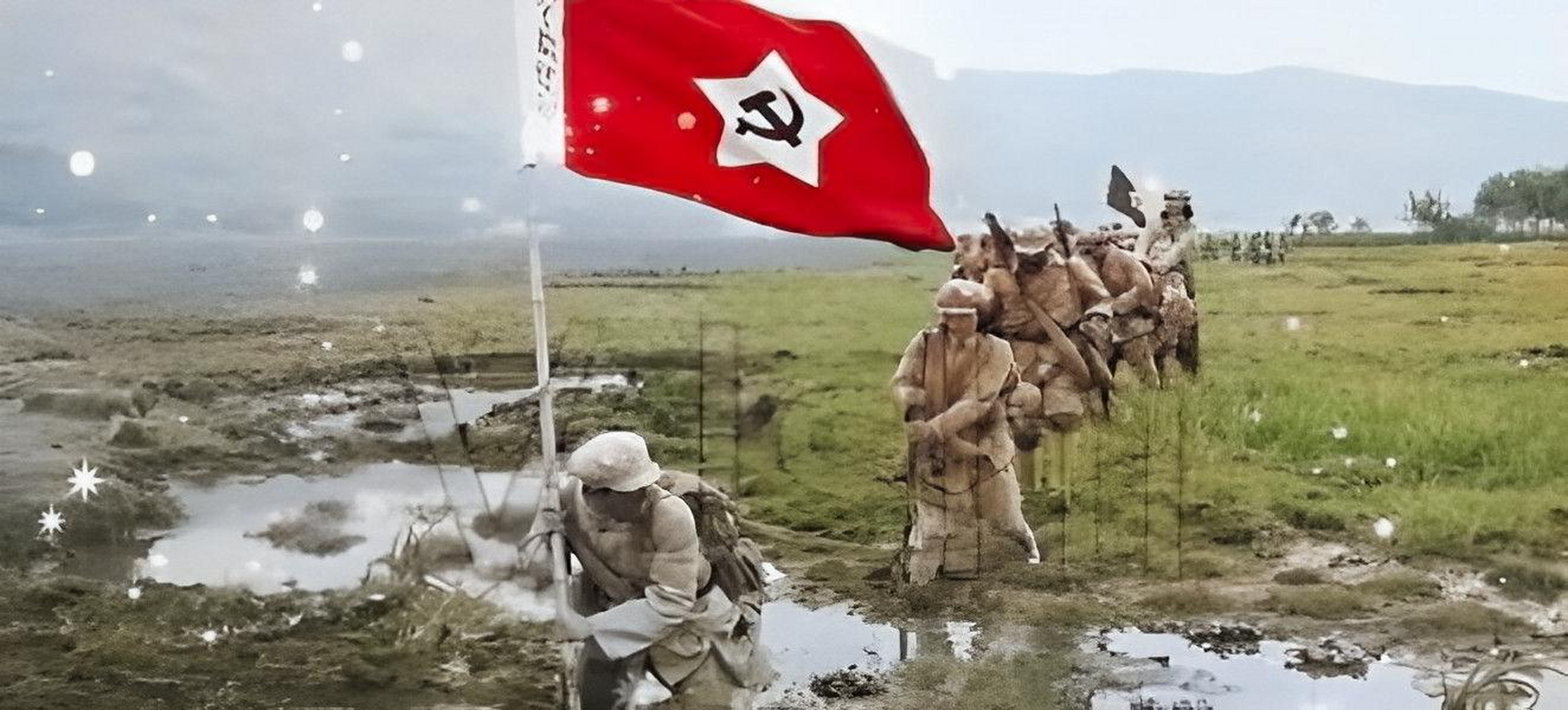 长征途中,陈赓因伤缓慢前行.在路上,他遇到了孤独憔悴的小红军.