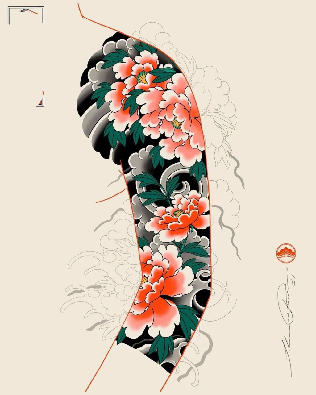 老传统花臂 半甲纹身 手稿分享	老传统 湛江纹身 湛江刺青 满背纹身