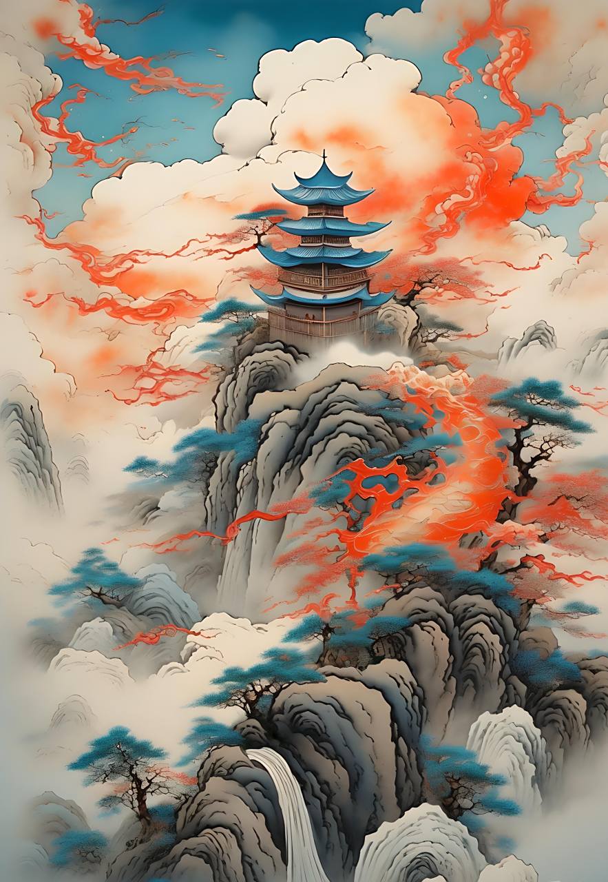 云海浮生皆幻境,心随云动意悠扬,#水墨画##水墨风##古风##中国画
