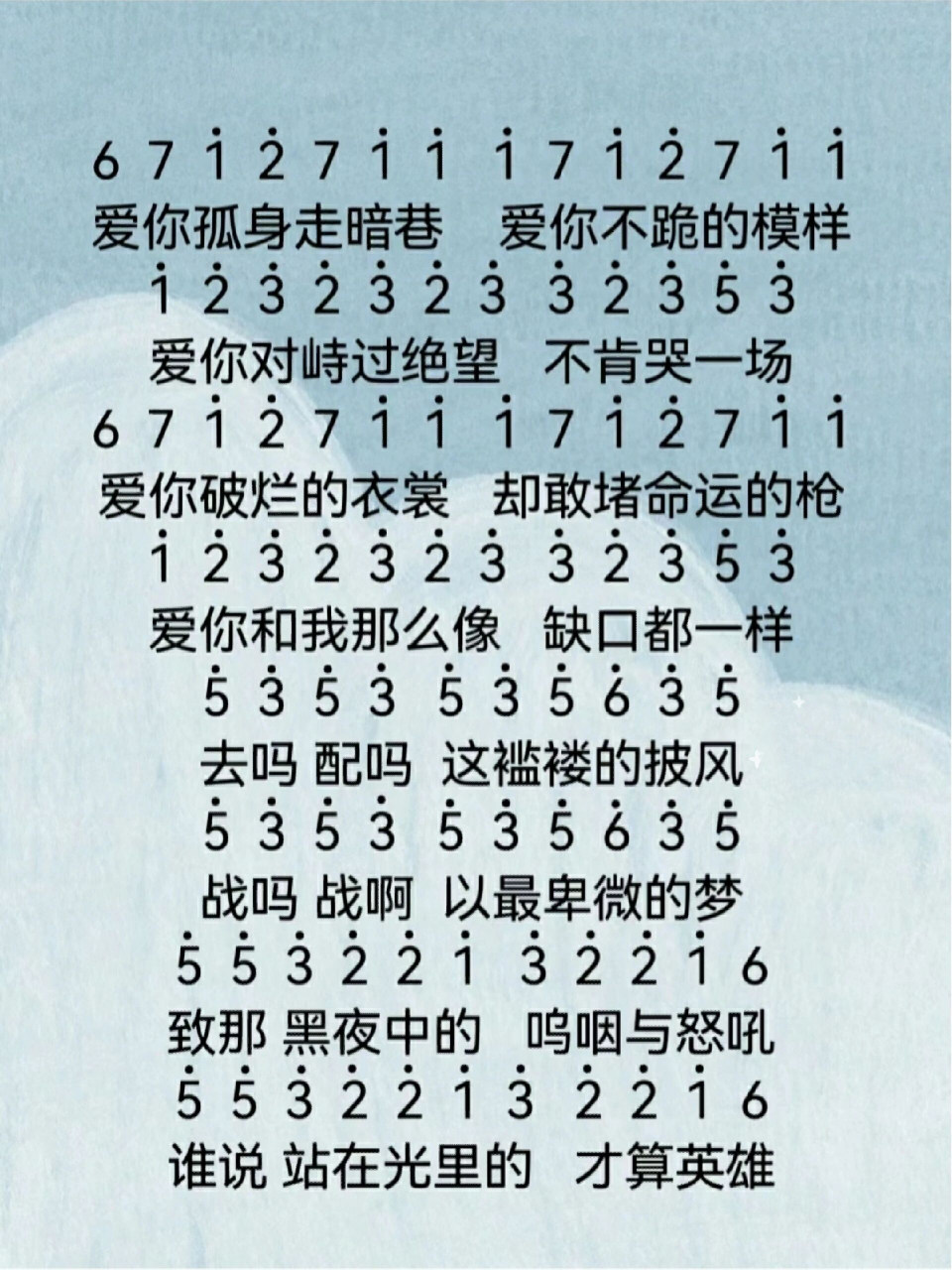 蛋仔派对《孤勇者》电子琴琴谱