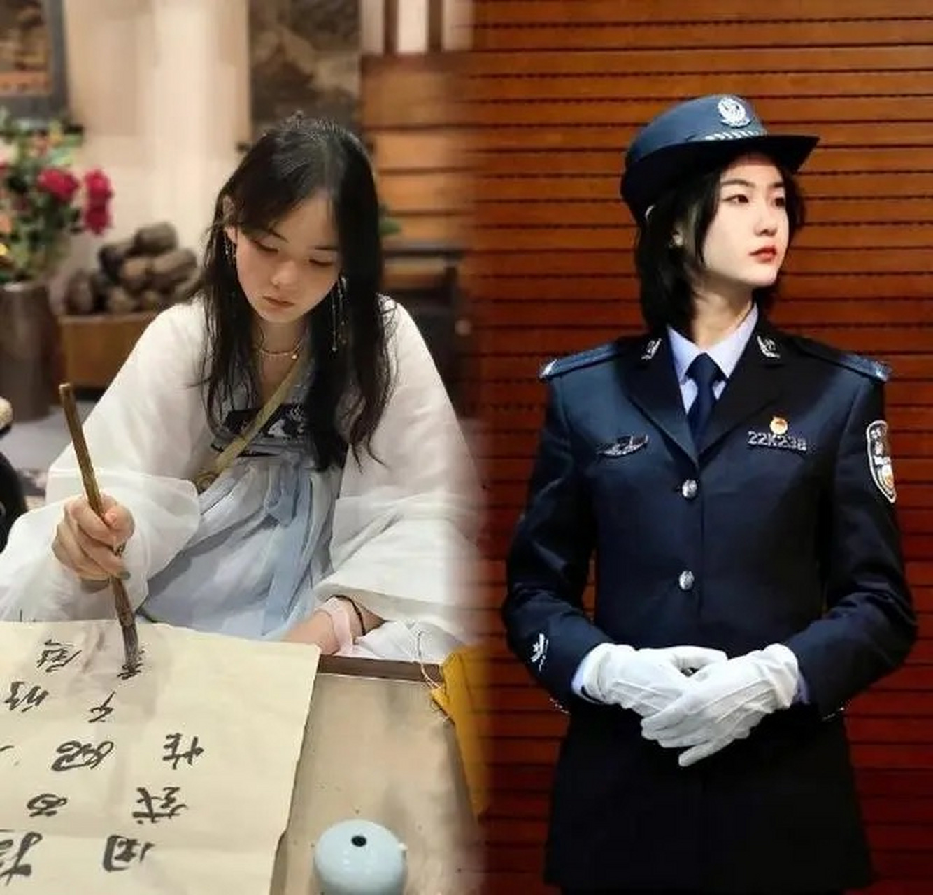 连女警察都这么卷了吗?换上汉服后,颜值快赶上女明星了