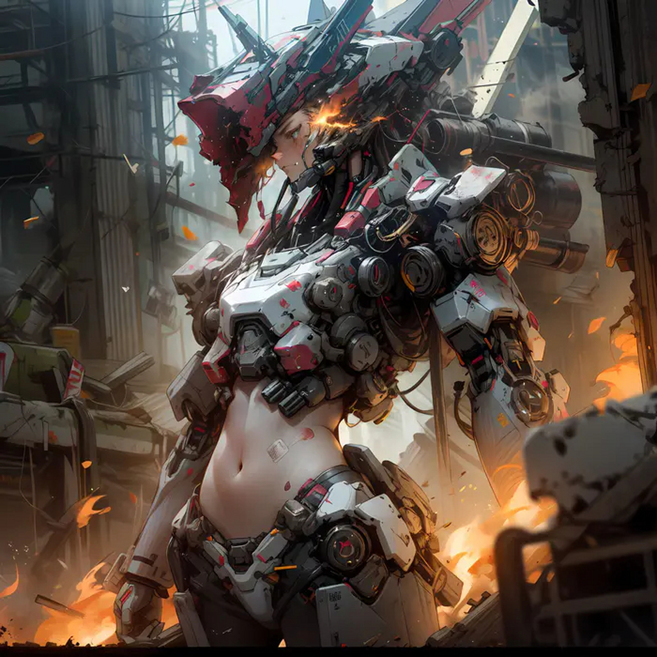 高清手机背景图,超酷女生机甲#ai美女图片