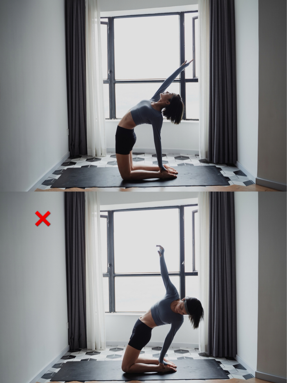 以下是日常纠正勾肩驼背的瑜伽动作,以防你们练习出现错误 我做了正误