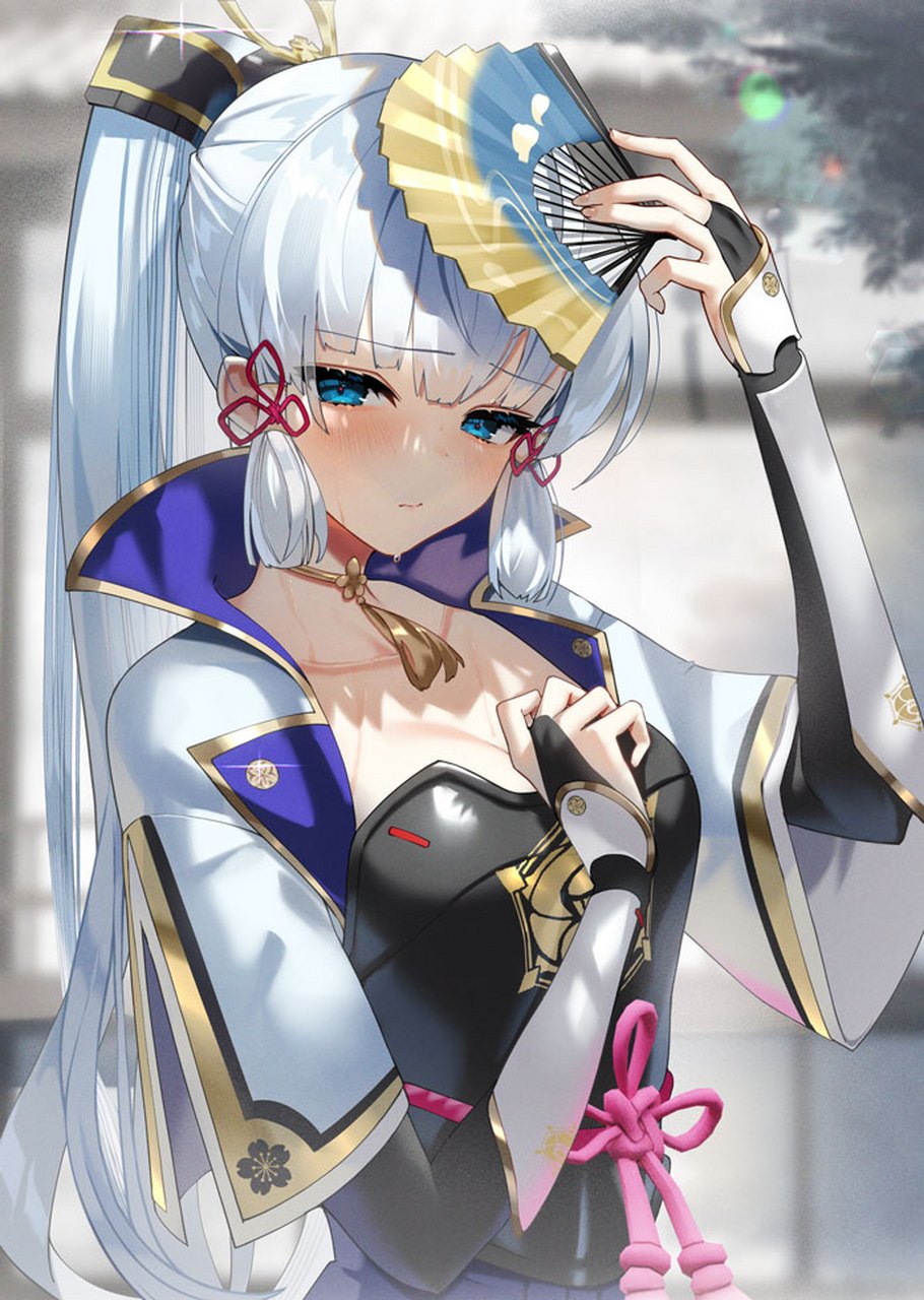 神里绫华 怕日晒 扇子遮荫