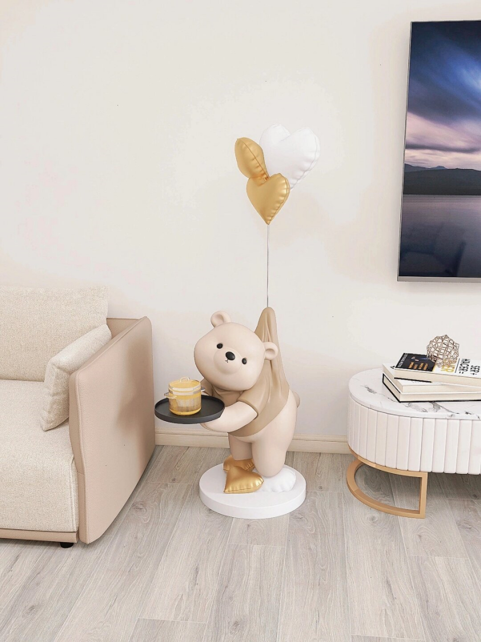 无法抗拒的诱惑:胖乎乎小熊茶几的魅力  胖嘟嘟的小熊熊,带着气球94