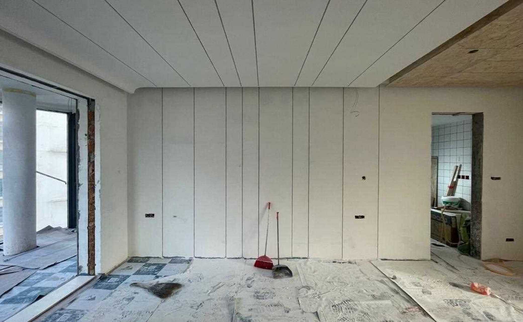 顶面和墙面做了石膏板拉缝处理,增加空间层次感和立体感.[鼓掌]