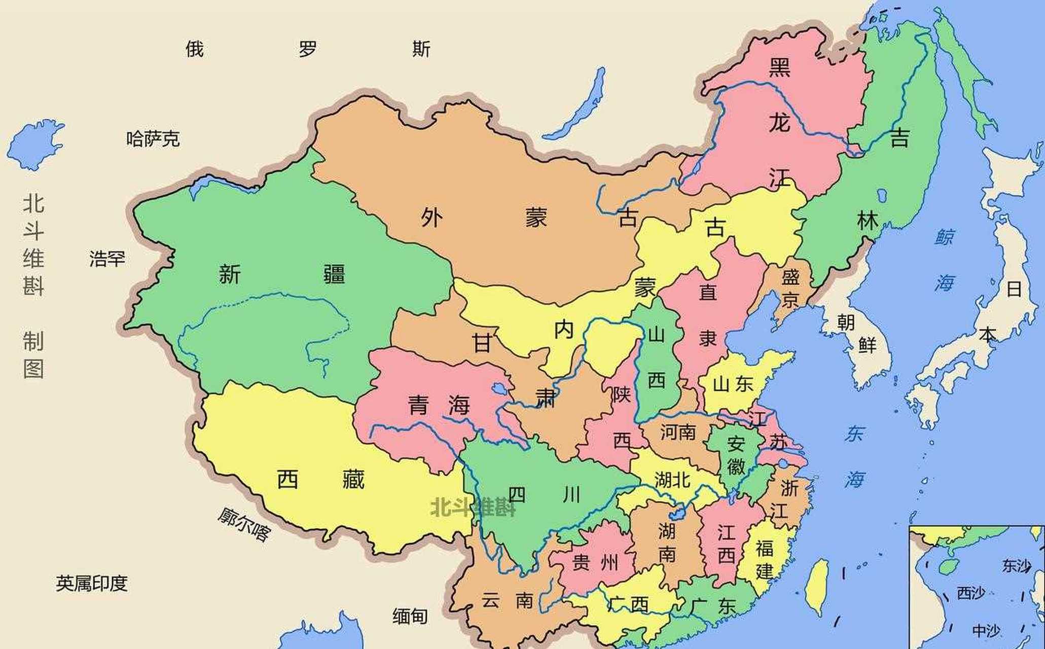 清朝行政区划地图.