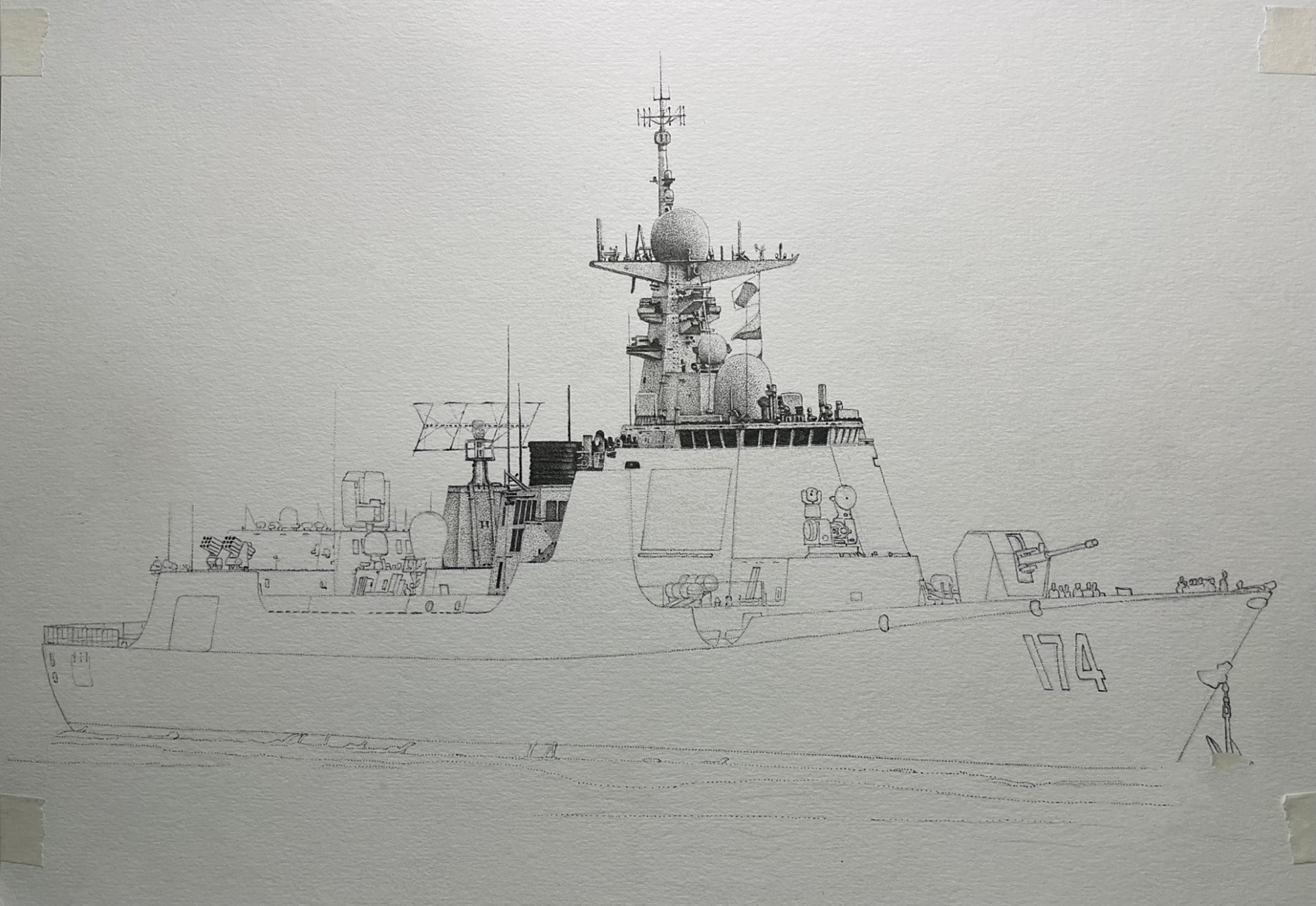 中国🇨🇳海军052d合肥号驱逐舰绘画