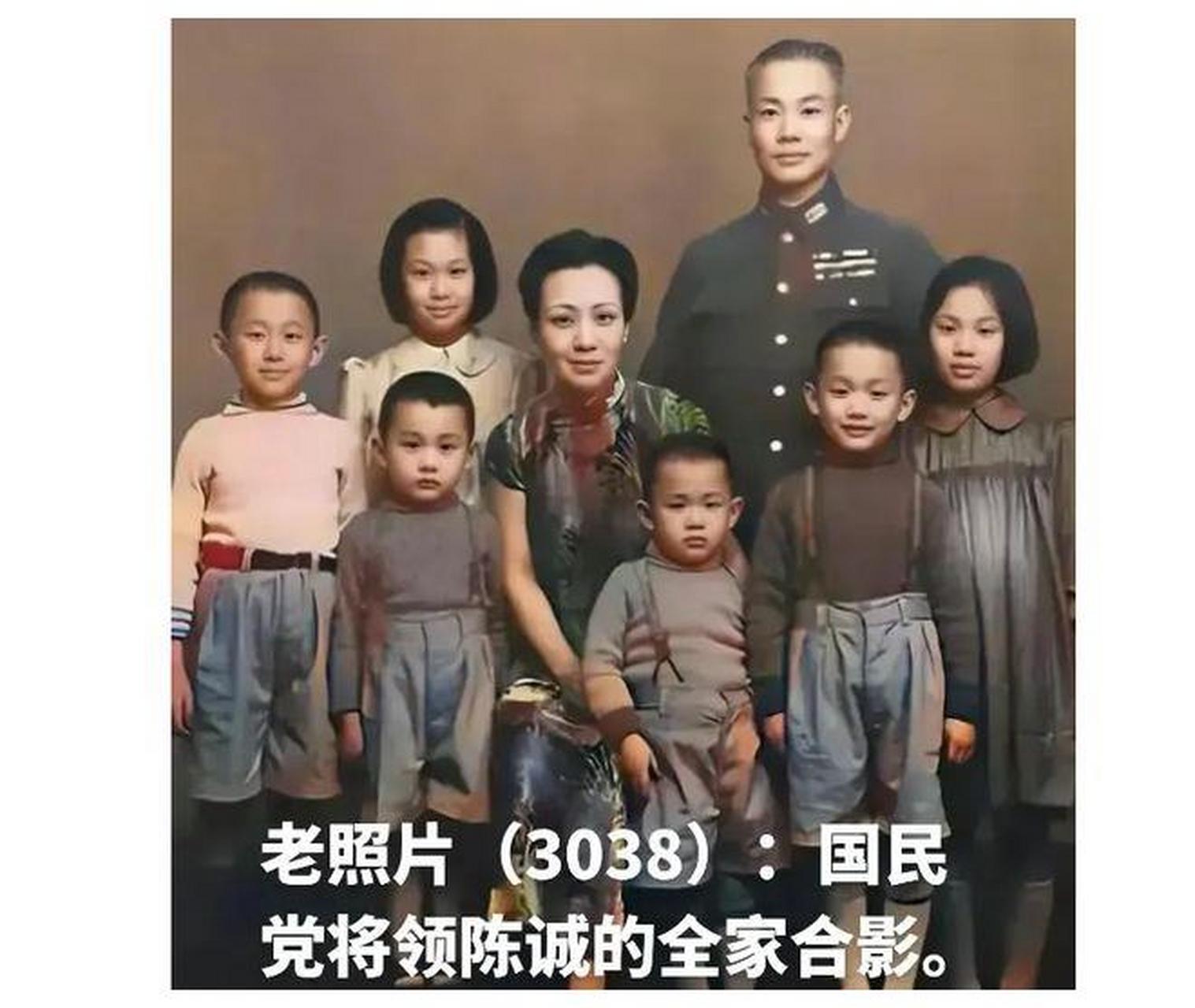 在1938年,陈诚将军和他的七位家庭成员在镜头前展示了他们的幸福生活.
