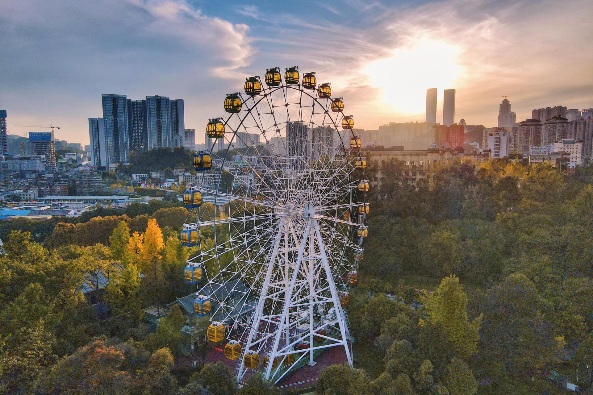 【贵阳河滨公园换"秋装" 绚烂秋景美如画】一叶知秋,走进贵州省贵阳河