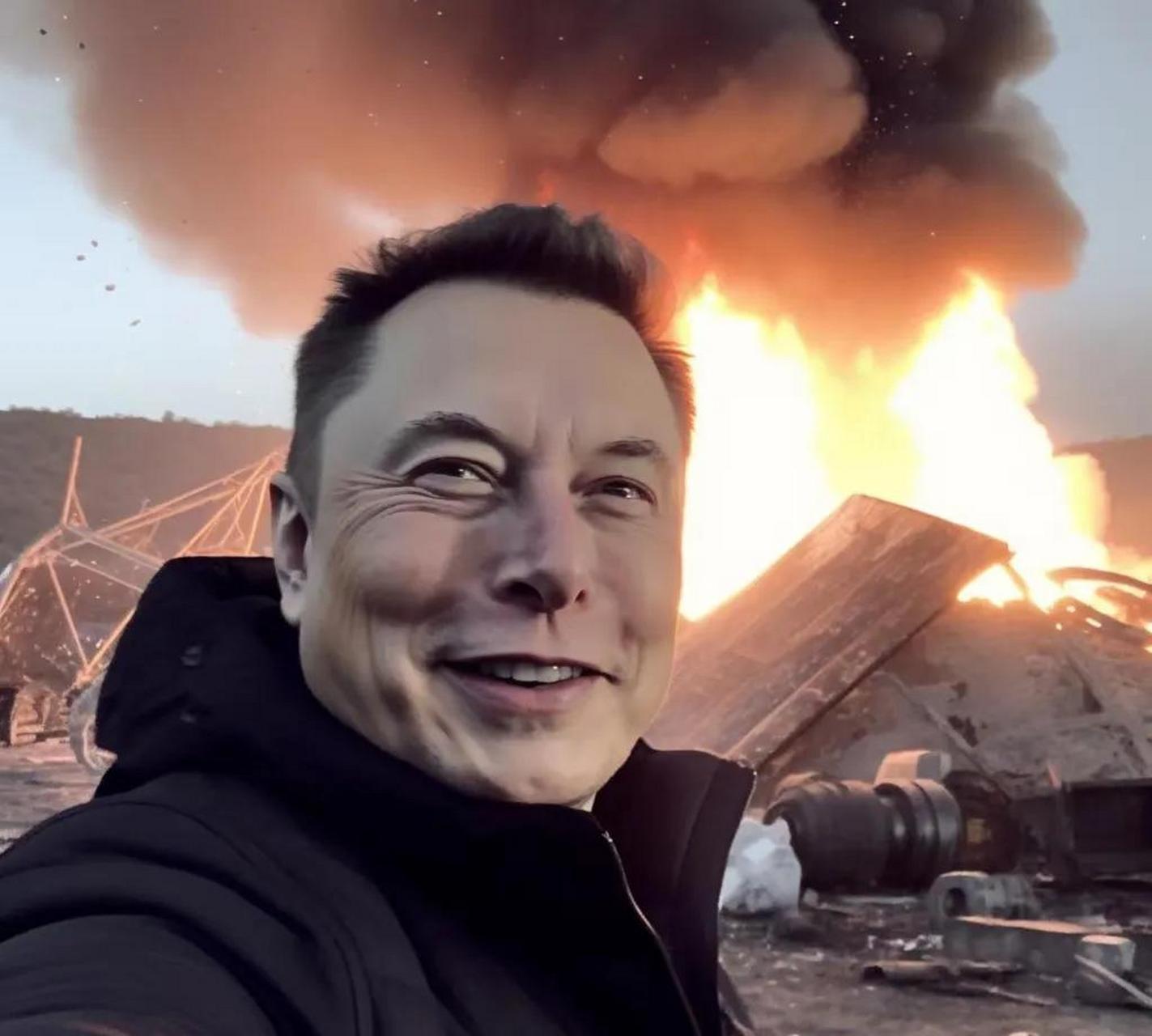 十亿美元的星舰发射失败马斯克连忙掏出手机自拍你能想象这是ai制作的