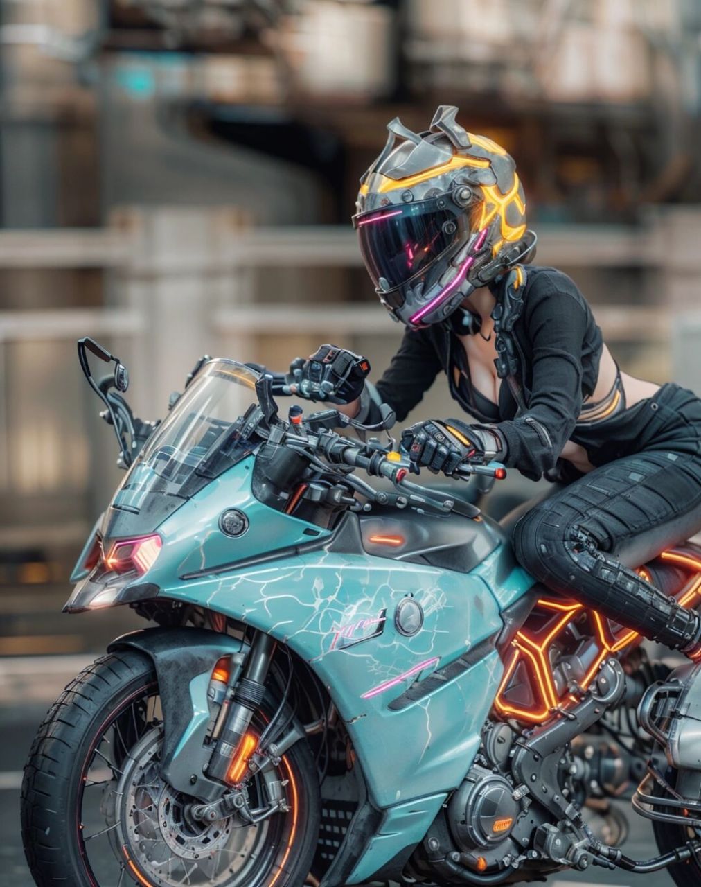 性感机车小姐姐  魅力四溢的机车女神