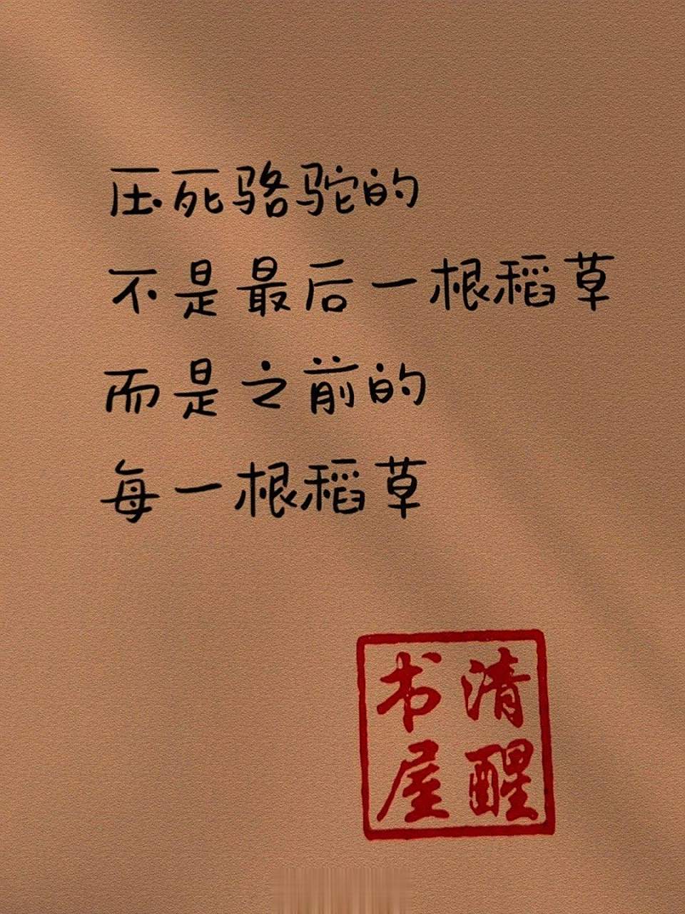 压死骆驼的不是最后一根稻草而是之前的每一根稻草….