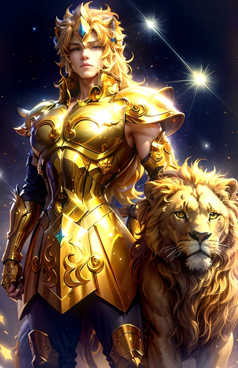 今天我就通过midjourney绘画出新风格版的黄金狮子座.希望大家喜欢.