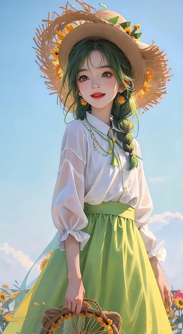 ai向日葵女孩壁纸 676767#ai绘画美女