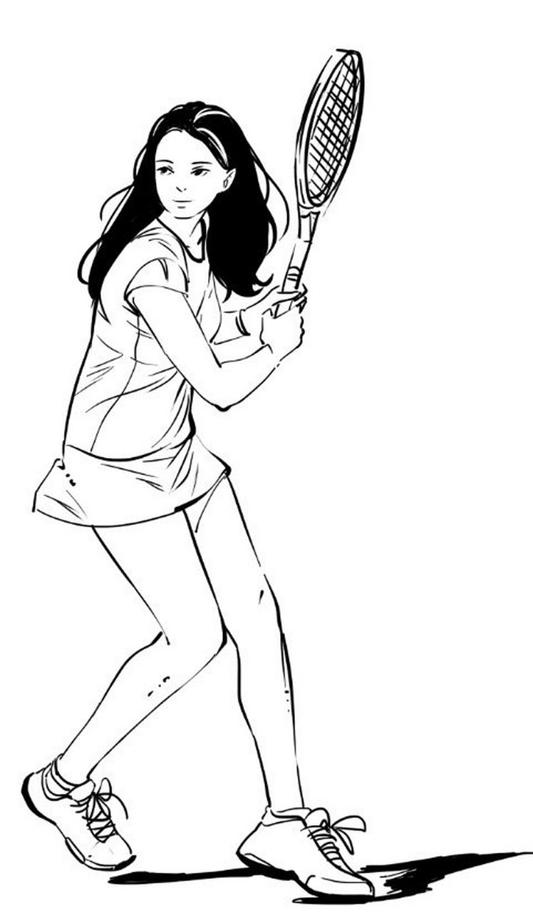 运动女孩线稿素材