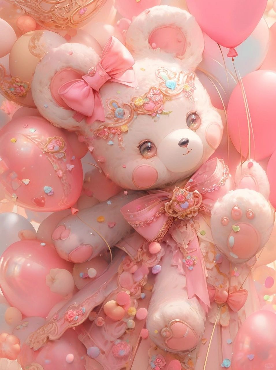 mj咒语【粉色气球里的玩偶熊】  这只可爱的玩偶熊坐在粉色的气球里