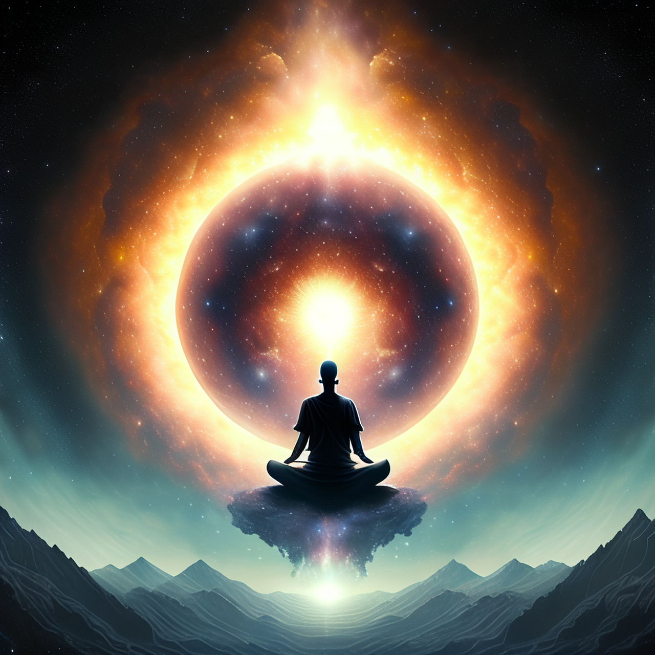 刚刚做了张关于"修行"的ai成画,看官"评价"下