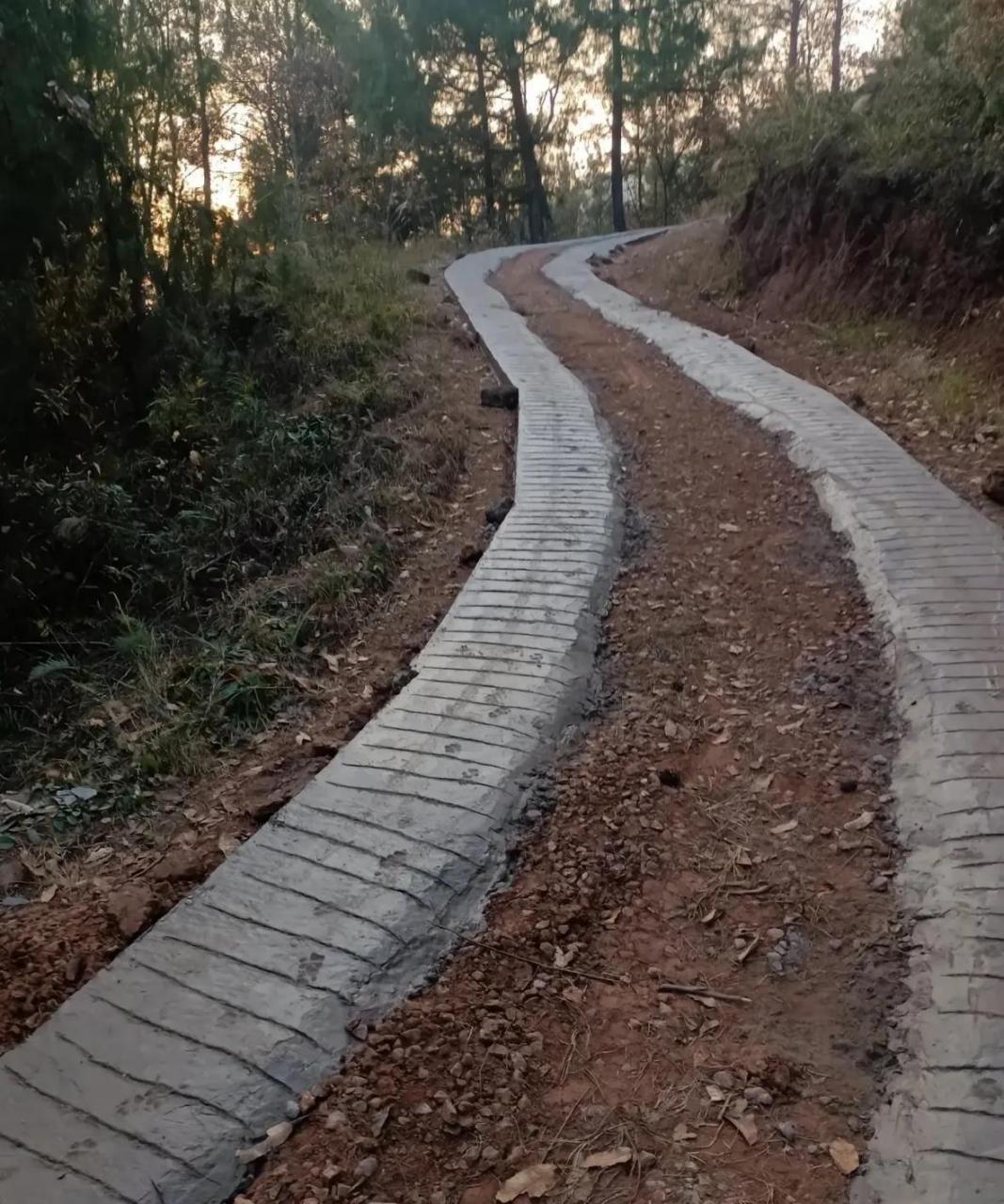 村里自己集资修的路,虽然看着简陋,但比起土路来要好多了.