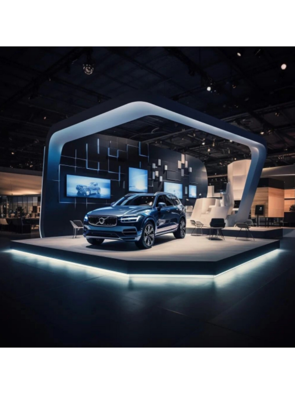 汽车博览会展会展台搭建效果图  眼见未来之车,于光影之间流转,科技与