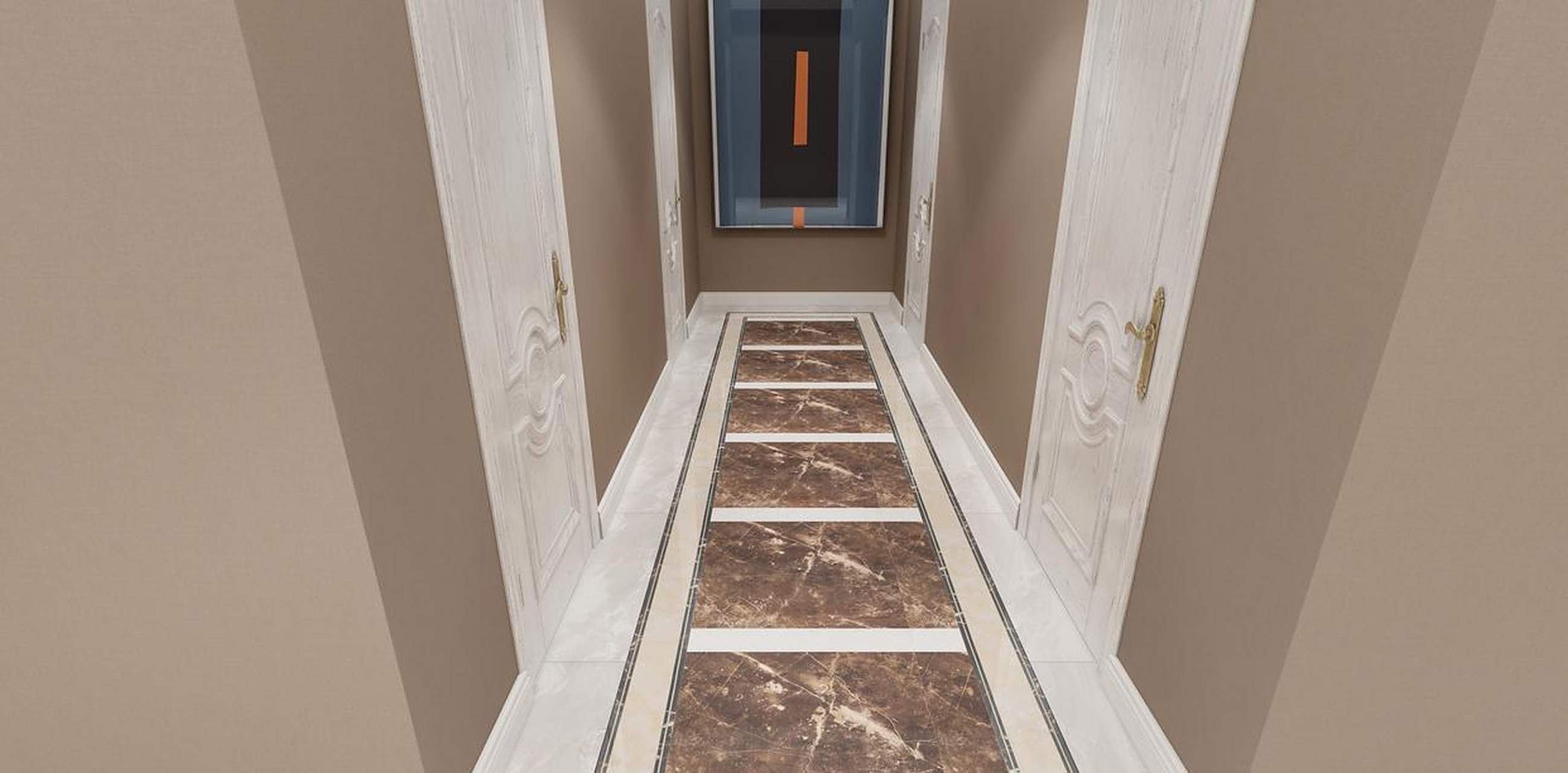 我最近发现很多人,喜欢在走廊做地砖的拼花效果,虽然我觉得拼花不一定