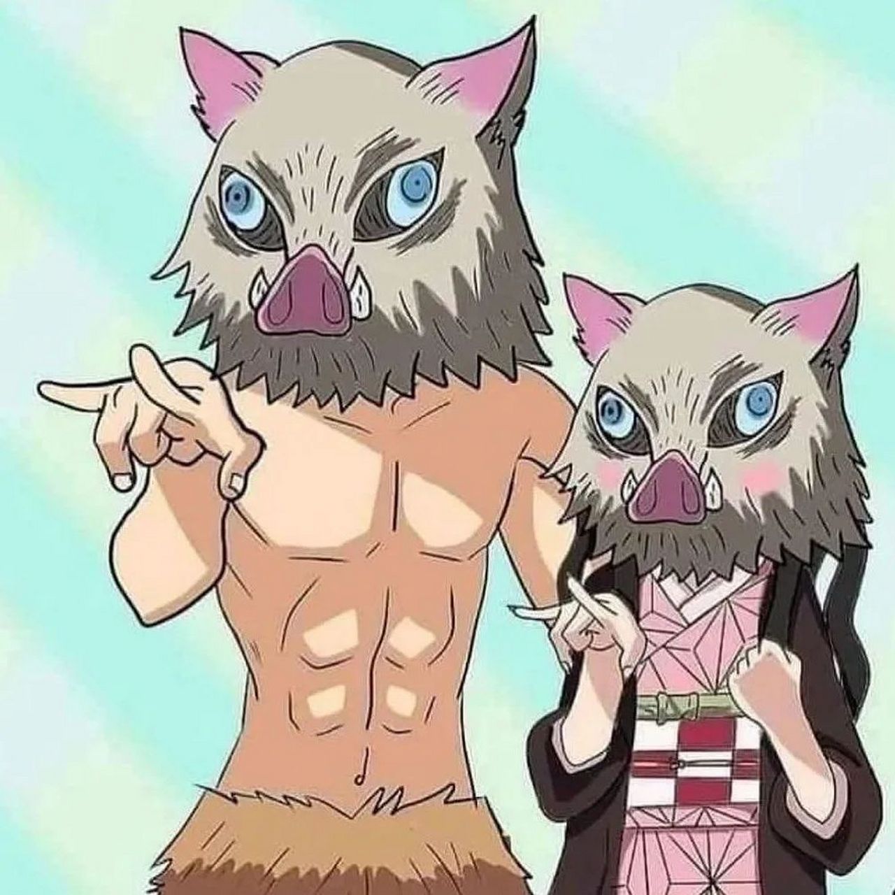 鬼灭之刃#  敲可爱,猪猪和豆子 [爱你]  twi:kimetsu_no_yaiba_offic