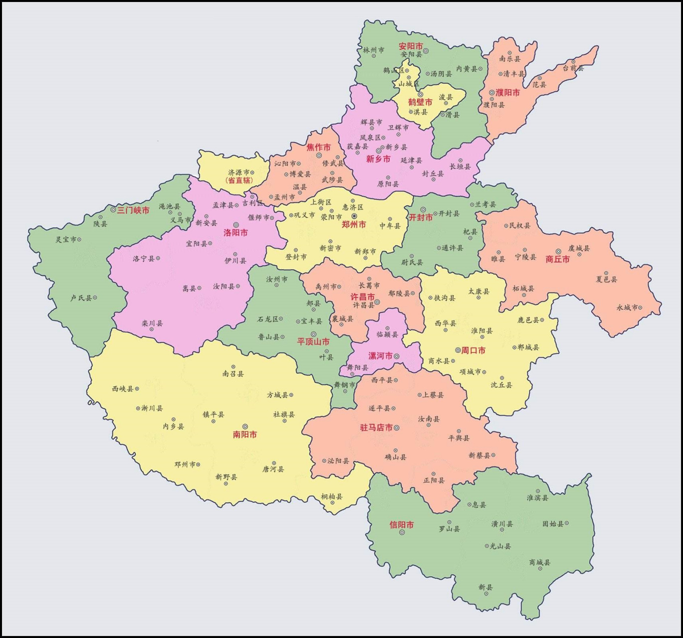 河南地图各市省市区图片