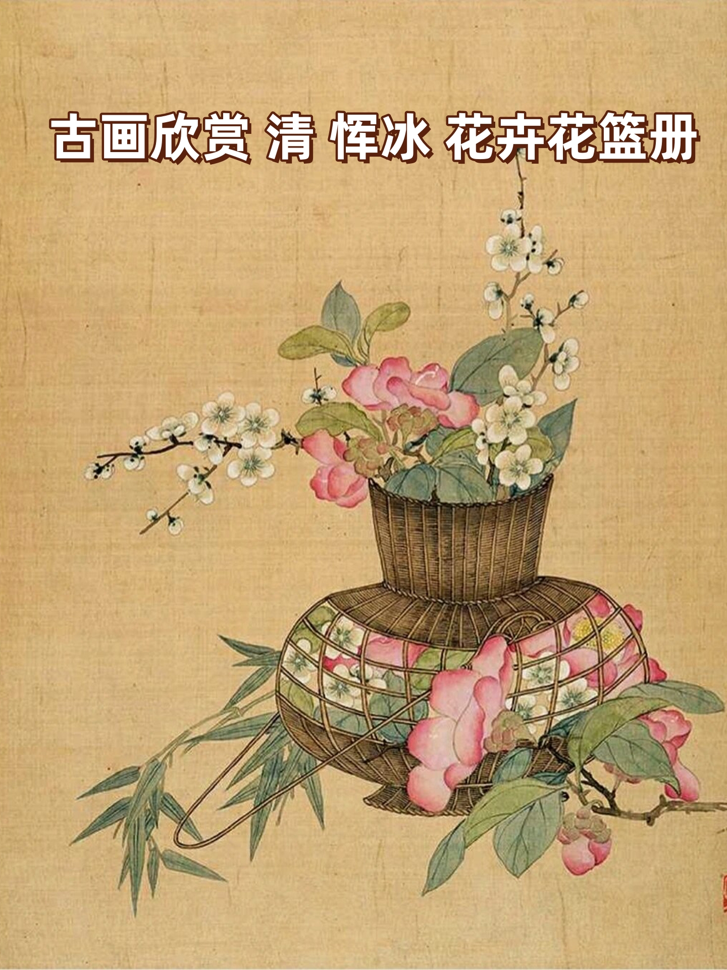 古画欣赏 清 恽冰 花卉花篮册.@画淡云飘月的动态