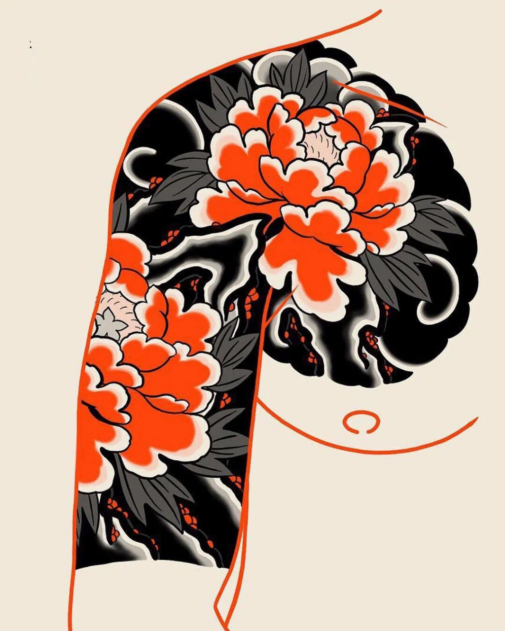 老传统花臂 半甲纹身 手稿分享	老传统 湛江纹身 湛江刺青 满背纹身