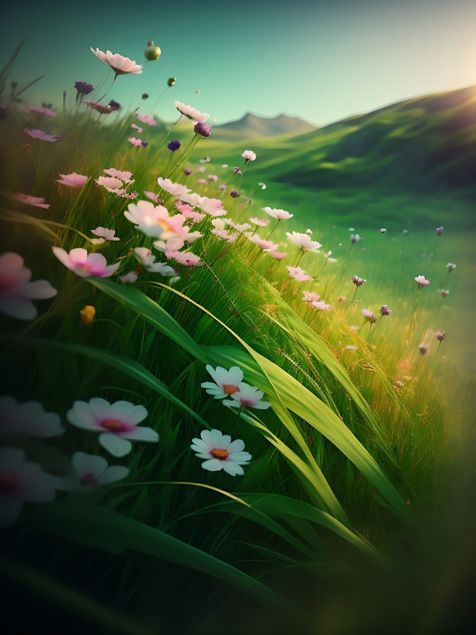 在生命的绿色海洋里,有一片微小的色彩, 在草丛中,悄然绽放,构成了一