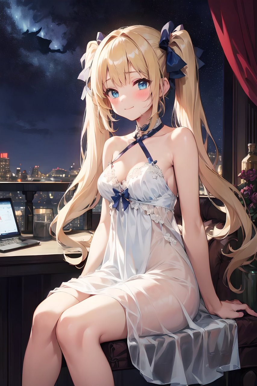 ai绘画# 金发双马尾小萝莉[色]