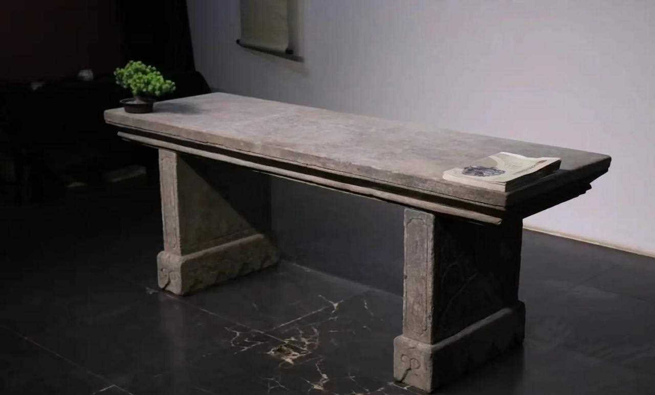 【抚琴品茗】—— 石桌 石案 青石尺寸长192米//高70//宽60//石桌四平