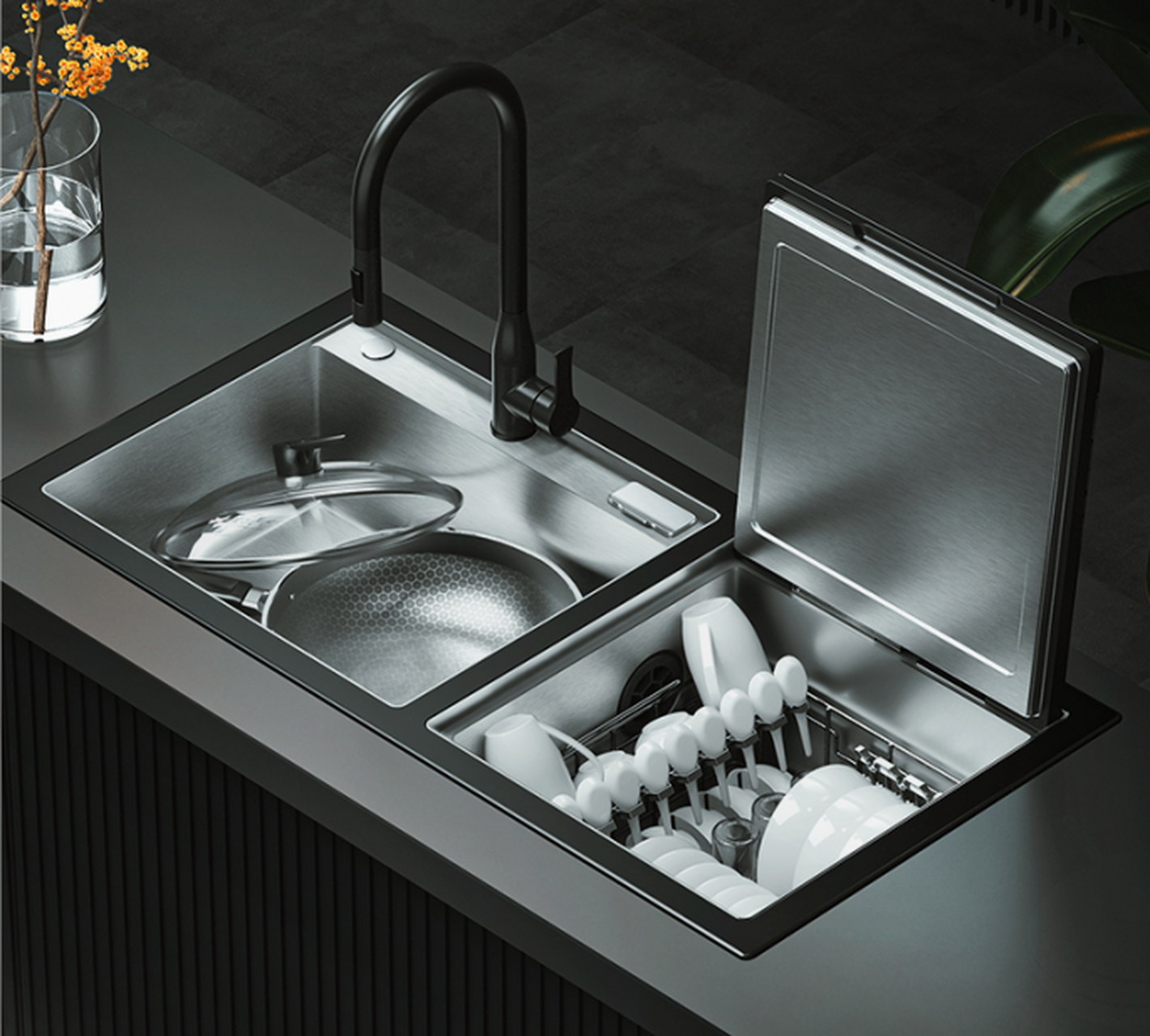 火星人u5水槽洗碗机 多种洗涤程序,满足日常清洗所需 5套清洗容量